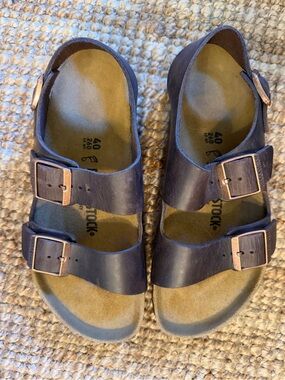 *NEW*Birkenstock Milano Dark Brown Double Strap Buckle Sandals - size 40/W9